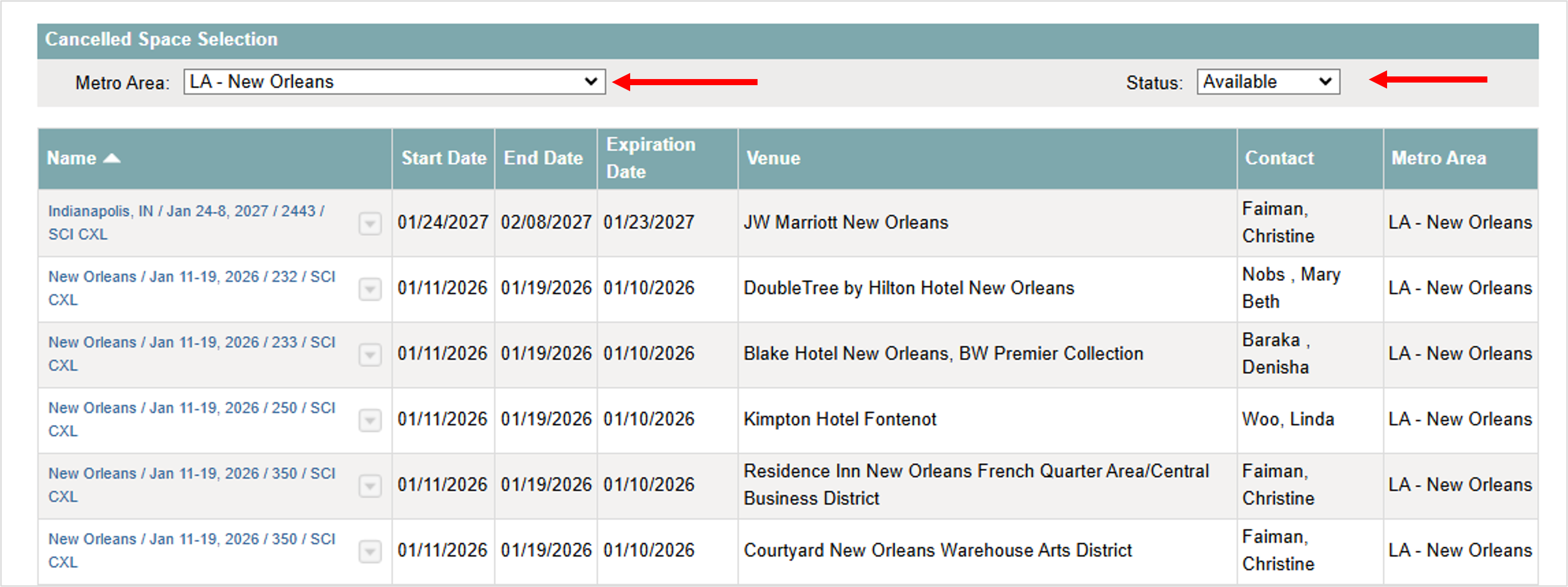 Cancelled Space by Metro Area filter.png